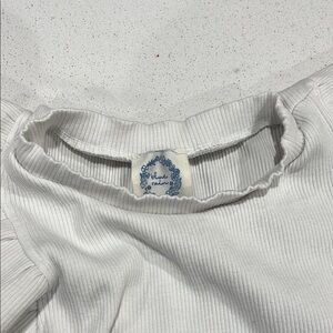 Blue Rain White Ribbed Tank Top